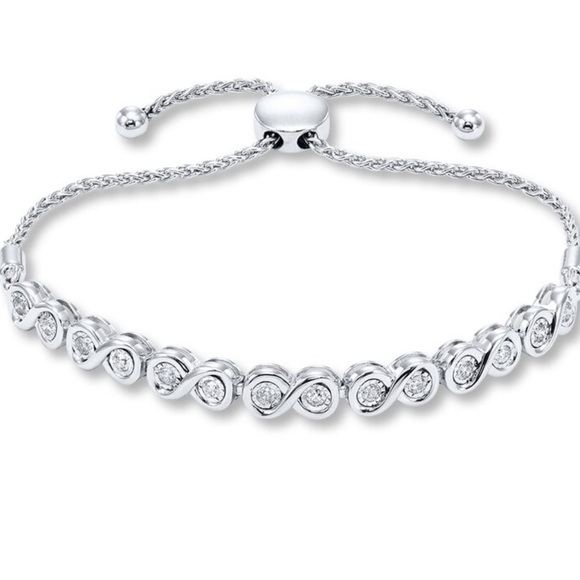 Kay Jewelers Diamond Infinity Bolo Bracelet 0.5 ct tw Round-cut Sterling Silver - Picture 1 of 11